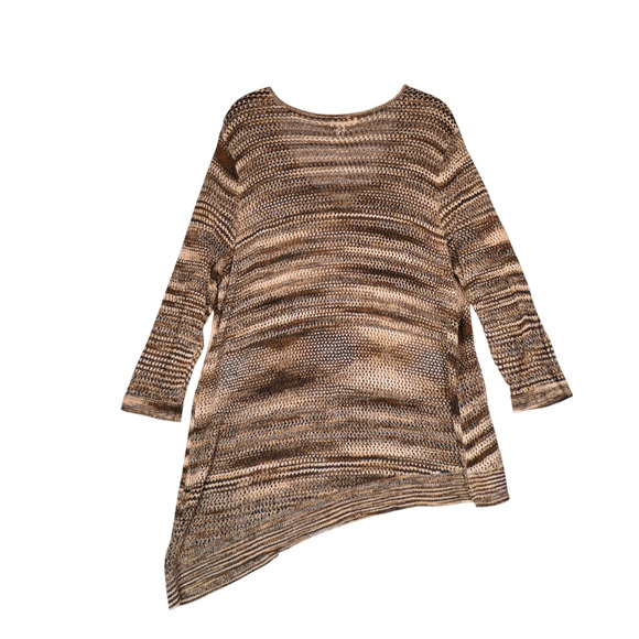 Dressbarn Sweater Womens Size 2X Brown Asymmetrical Hem Light Sheer Beachy - Picture 5 of 10